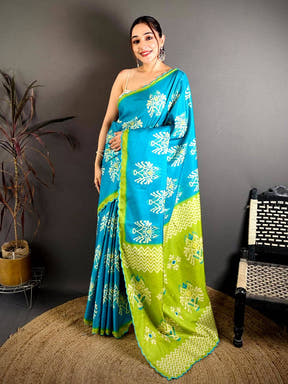 Tussar Ikkat Printed Festive Saree

