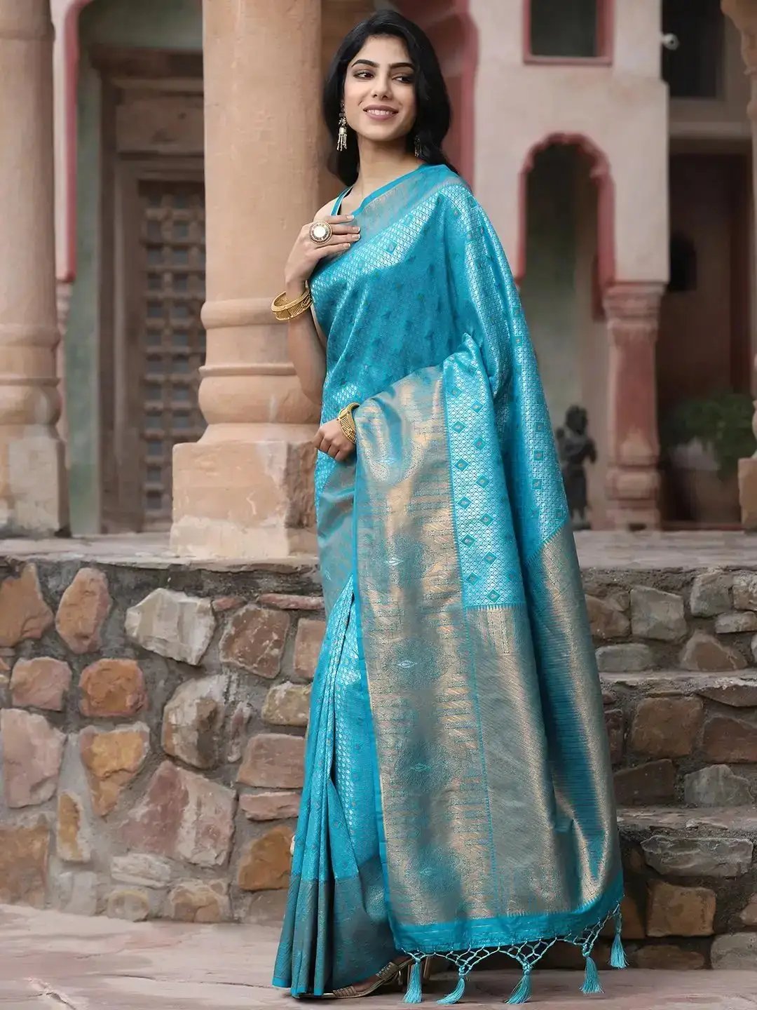  Kanjivaram Silk Saree With Zari Work