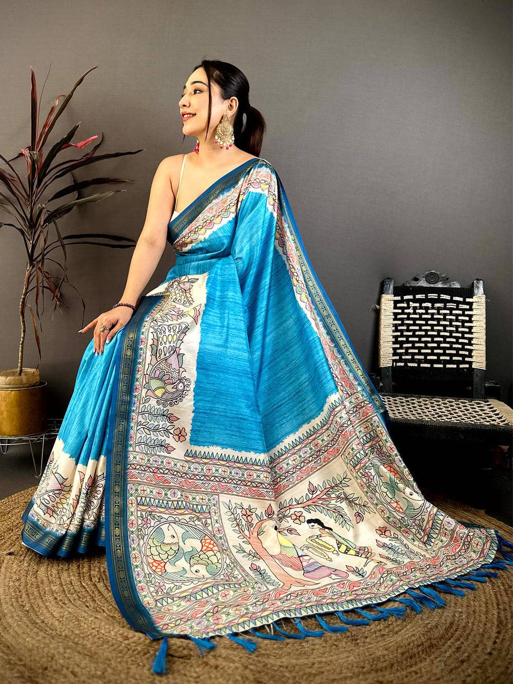 Radiance Madhubani Print Soft Silk Saree