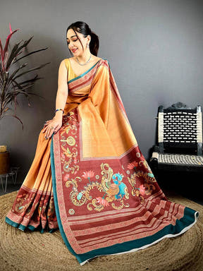 Classic Tanjore Peacock Border Saree