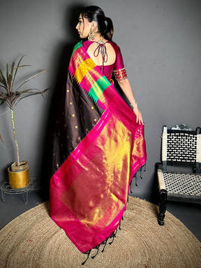Stylish Kanchi Rudraksha Zari Butta Saree