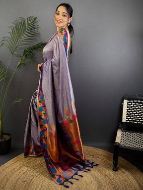 Regal Lavender Yeola Paithani Soft Silk Saree
