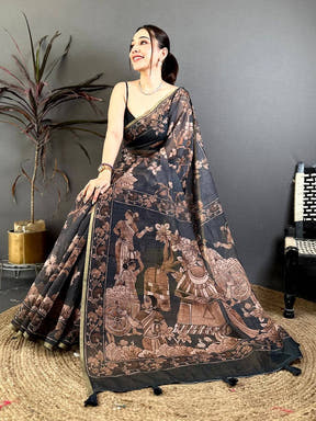 Heritage Kalamkari Linen Weave Saree