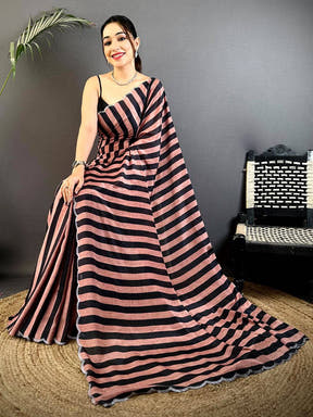 Radiance Soft Chiffon Striped Print Saree

