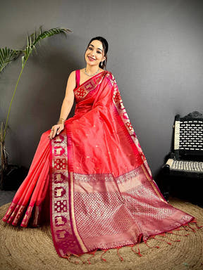 Pink Minakari Kanchi Pattu Raw Silk Saree


