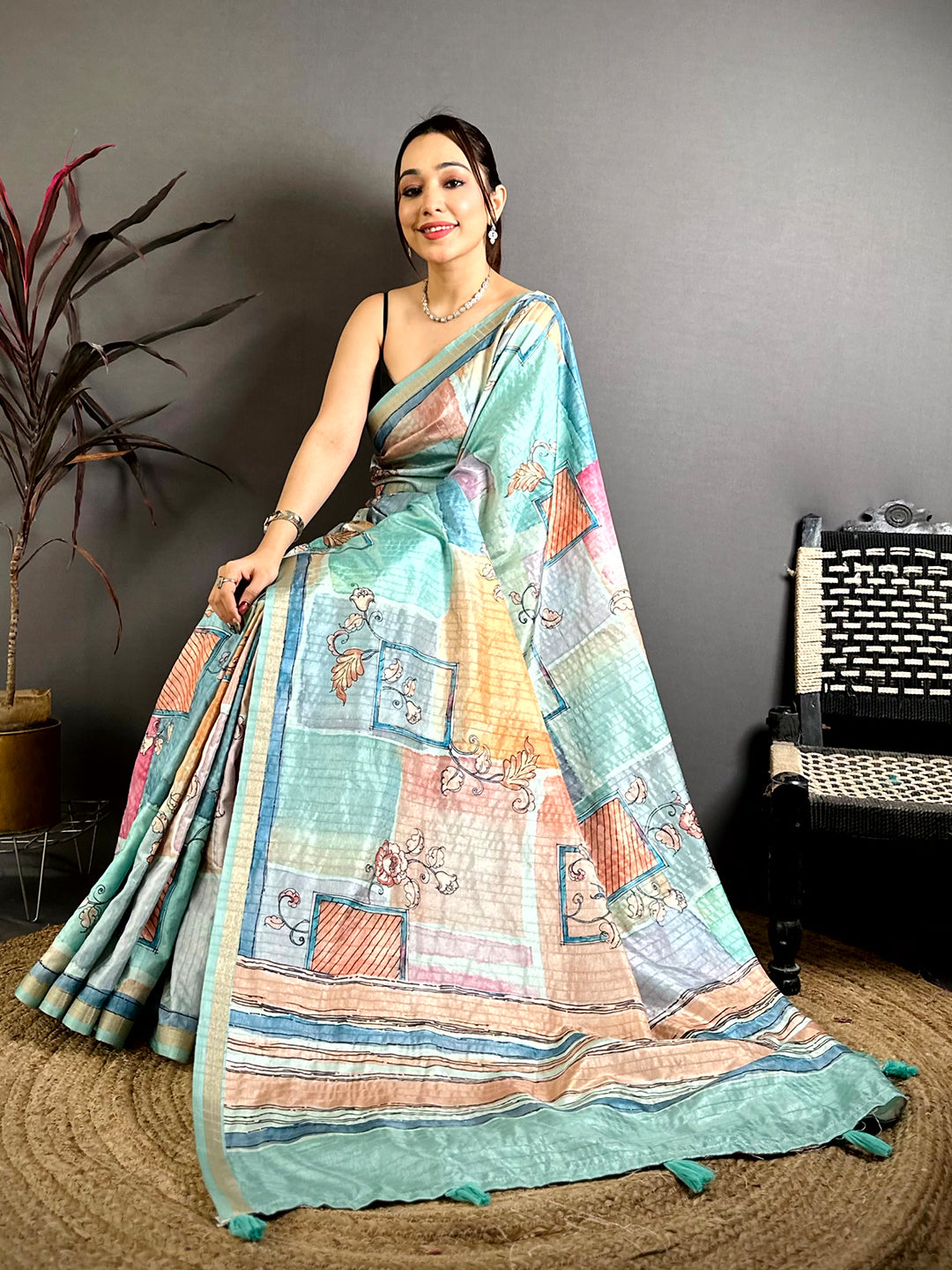 Classic Ghicha Weave Kalamkari Saree