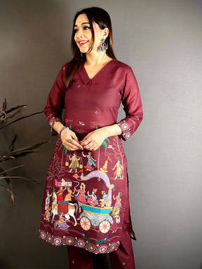 Pattachitra Print Mul Cotton Kurti