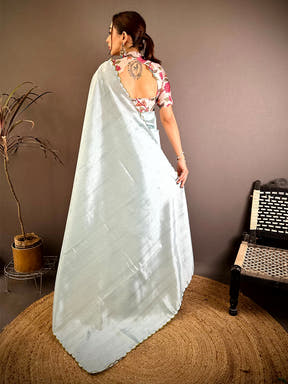 Tussar Silk Resham Embroidery Cutwork Saree