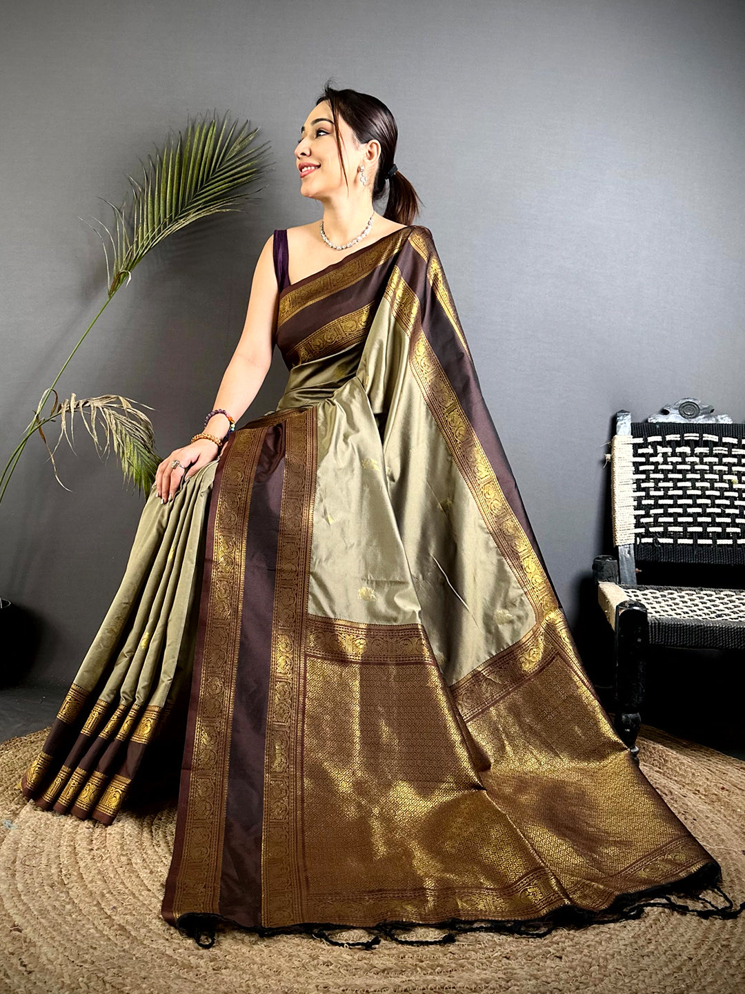 Classic Peacock Zari Gadwal Silk Saree