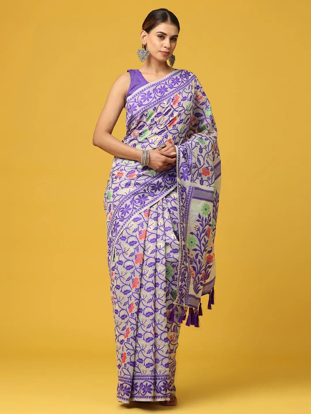  Dhakai Jamdani Cotton Silk Saree