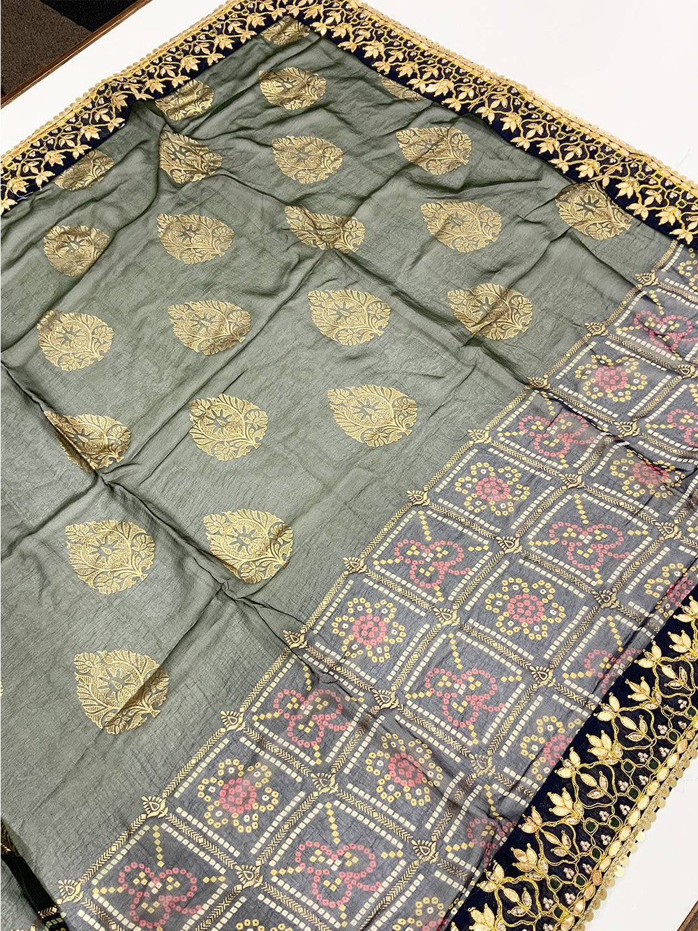 Exclusive Bandhej Foil Work Saree