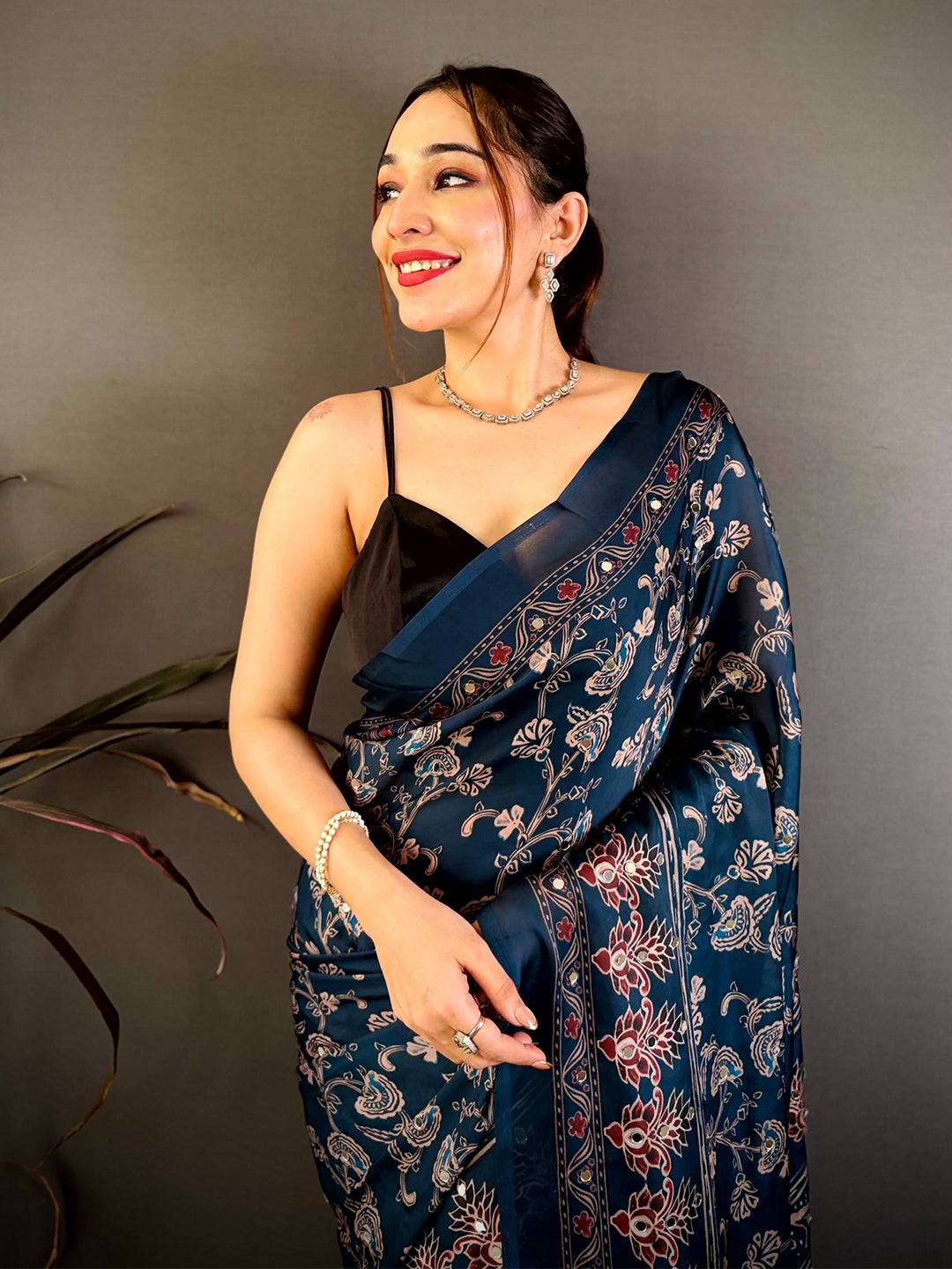 Tradition Soft Georgette Mirror Work Saree

