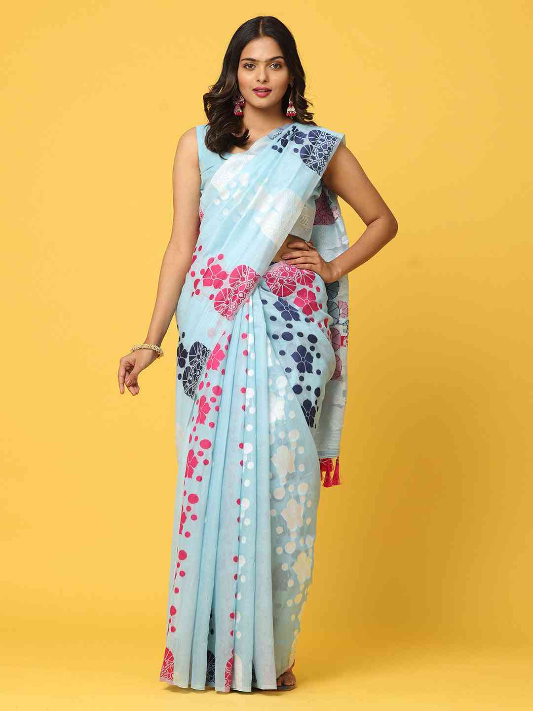  Dhakai Jamdani Cotton Silk Saree