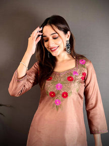 Manipuri Ari Work Diamond Neck Kurti