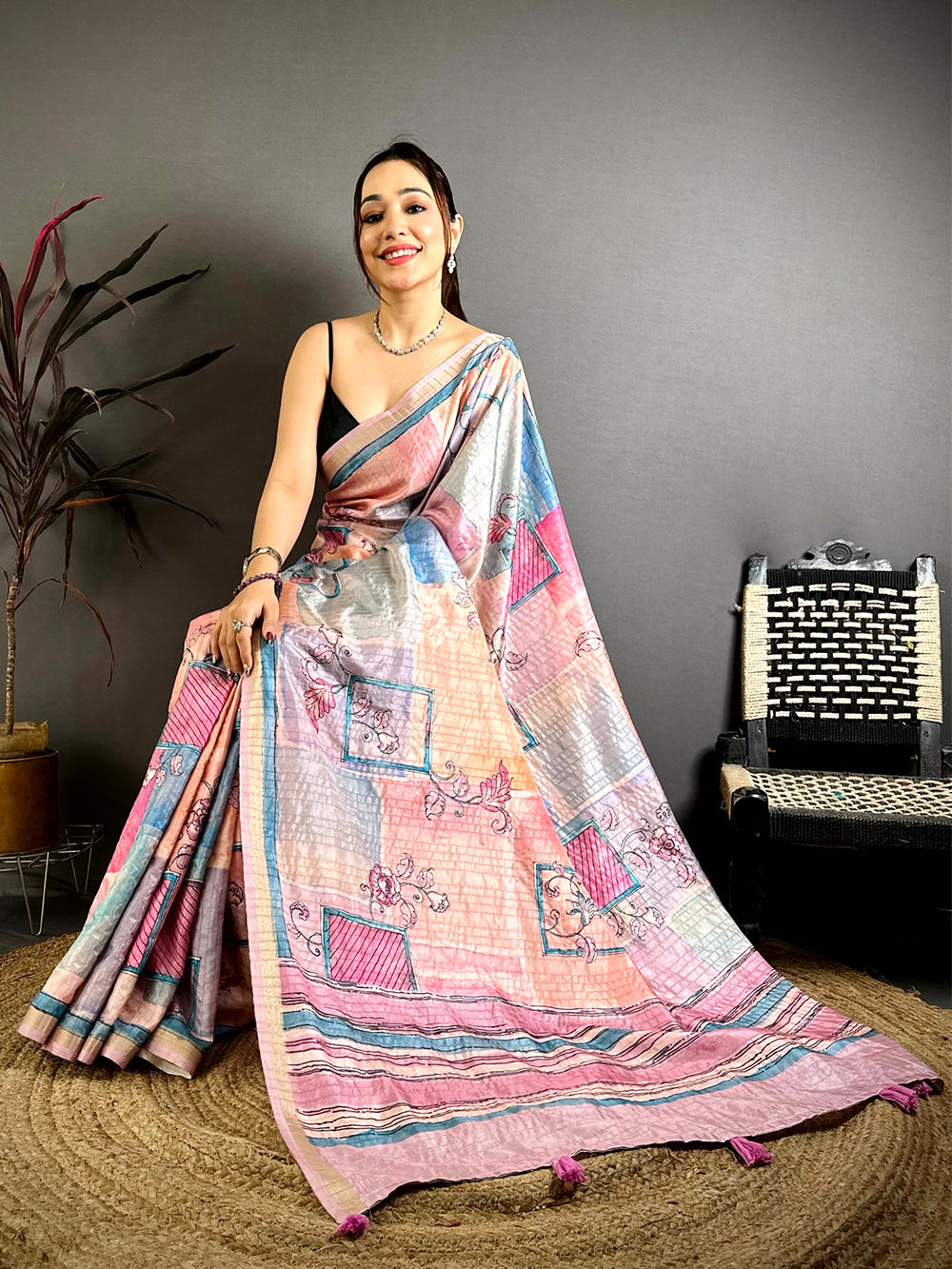 Regal Ghicha Weave Kalamkari Saree