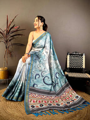Opulent Freehand Kalamkari Silk Saree