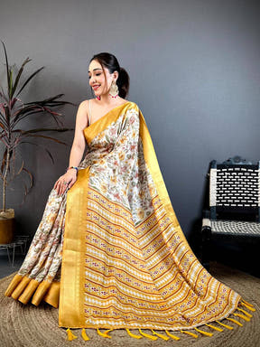 Mustard Floral Beauty Designer Saree