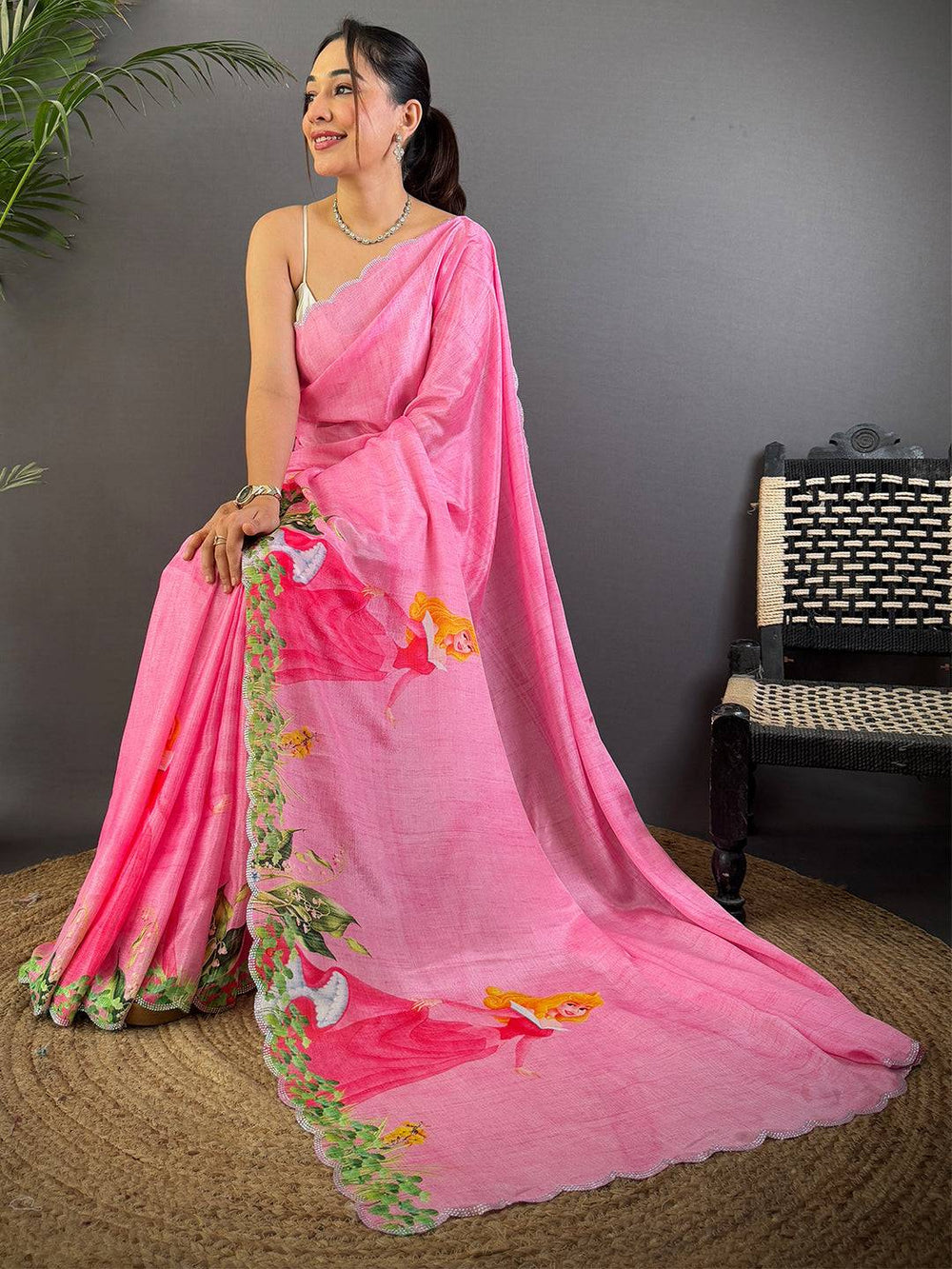 Heritage Barbie Digital Print Chinnon Saree