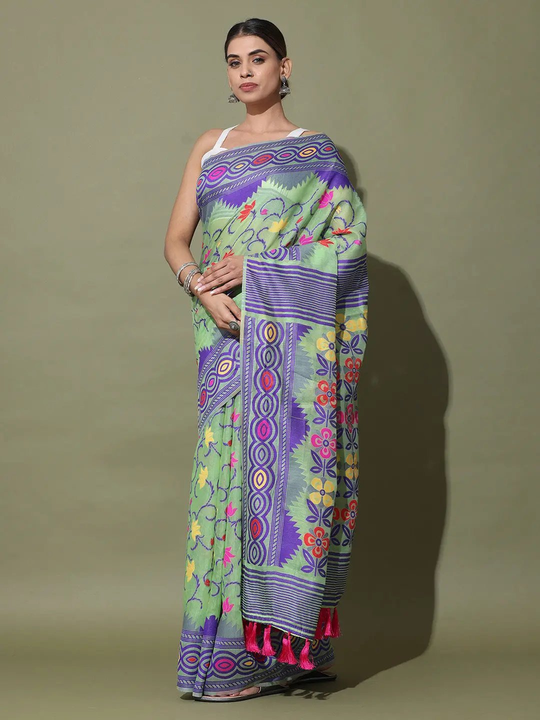  Dhakai Jamdani Cotton Silk Saree