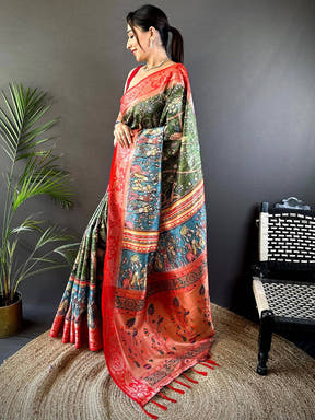 Green Yevla Pathani Soft Silk Saree