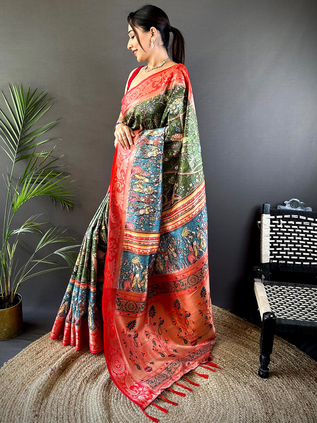 Green Yevla Pathani Soft Silk Saree