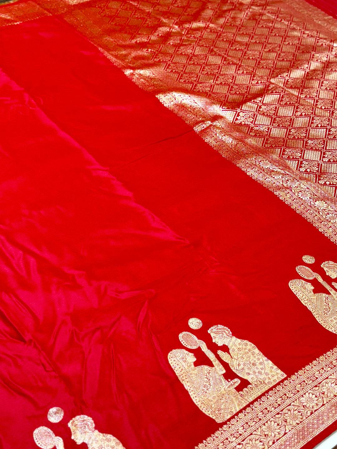 Mashru Satin Zari Weaving Kanchi Border Saree
