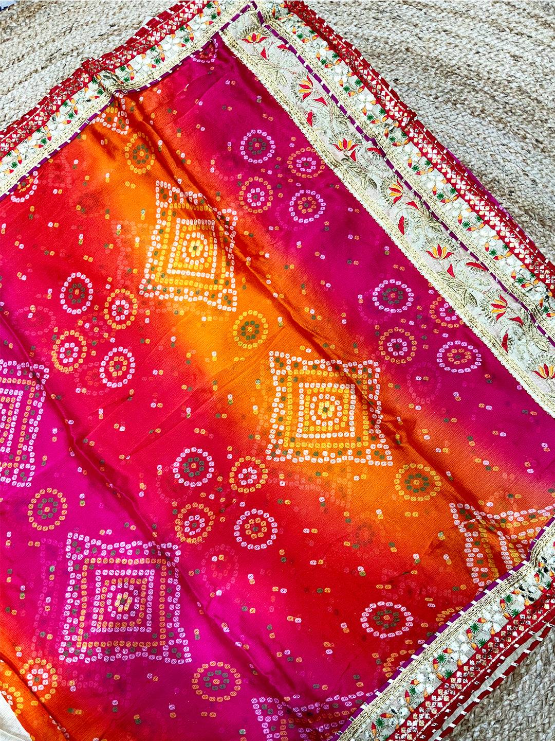 Festive Chinnon Foil Print Saree