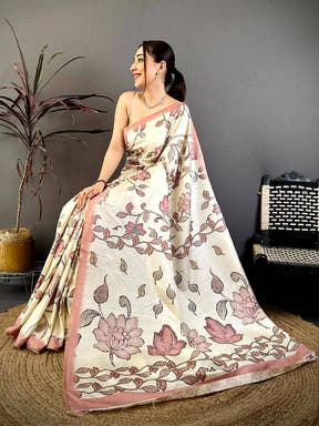 Royal Artisan Soft Zarna Silk Kalamkari Saree