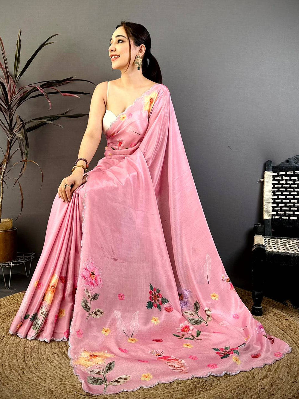 Majestic Soft Chiffon Stone Work Saree