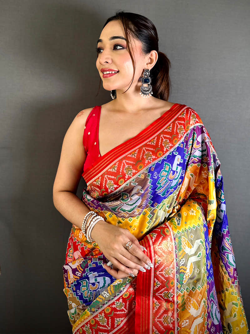 Exclusive Multicolour Checks Soft Silk Saree