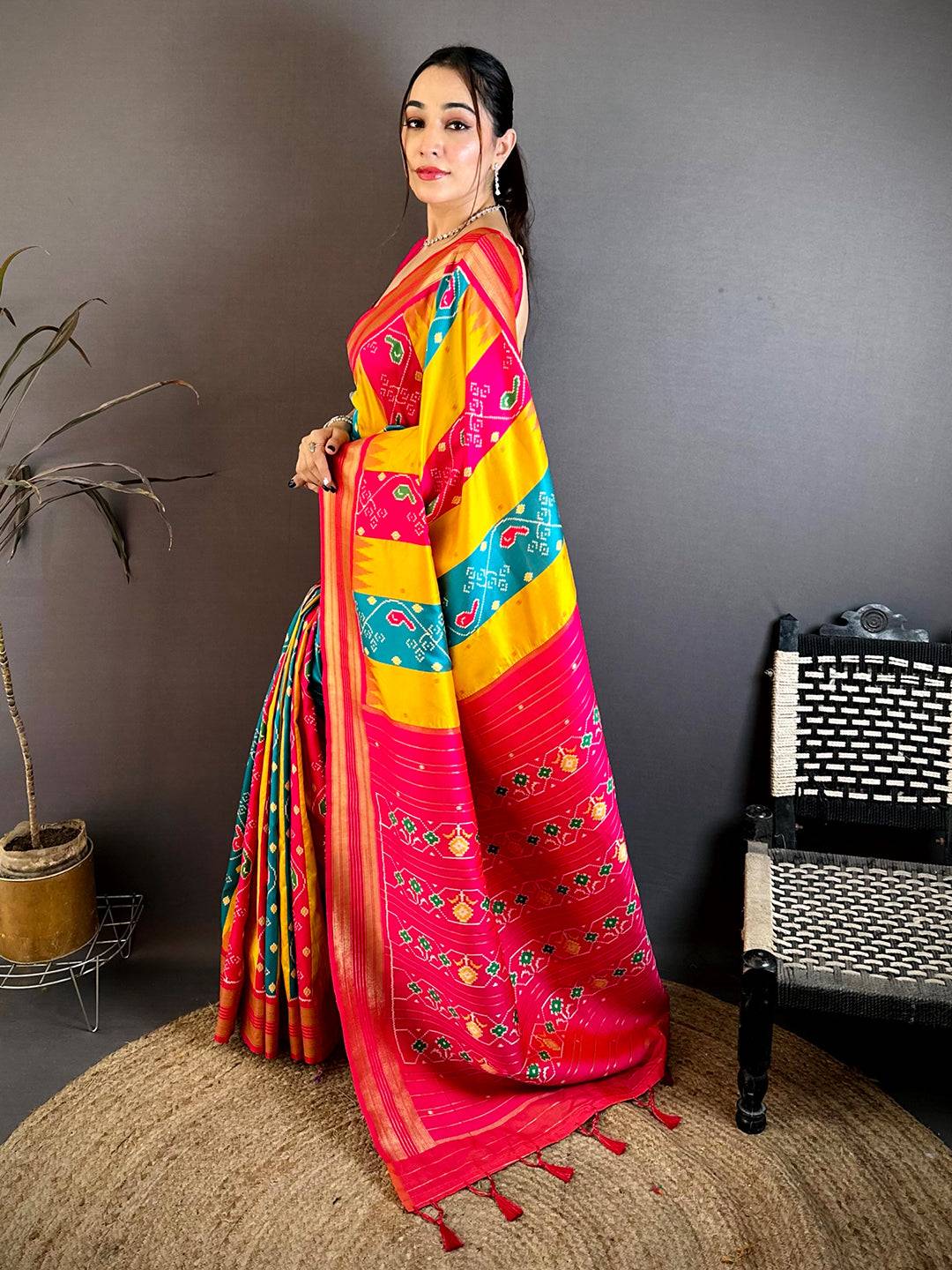 Artisan Silk Multi Ikkat Patola Weaving Saree