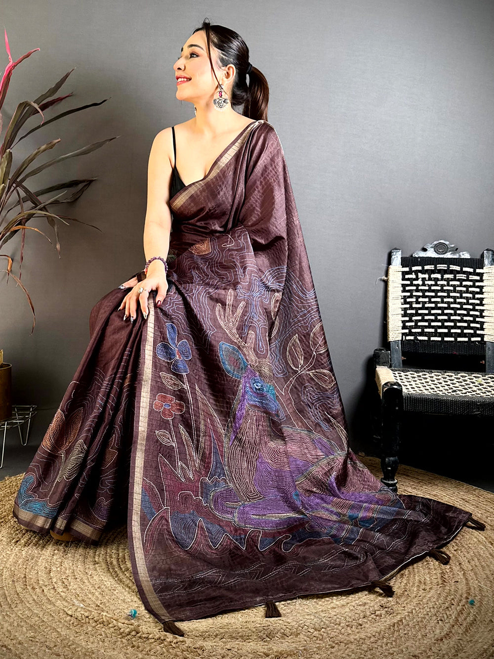 Classic Tussar Ghicha Katha Art Saree