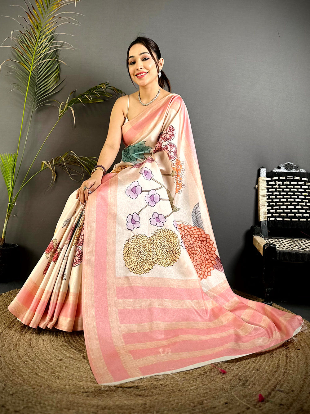 Opulent Tussar Silk Gadwal Border Saree


