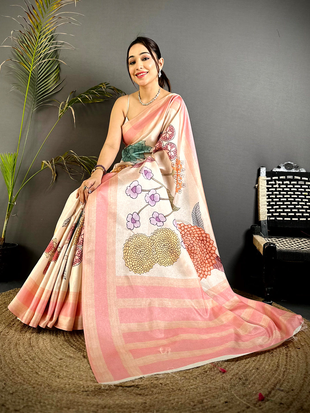 Opulent Tussar Silk Gadwal Border Saree


