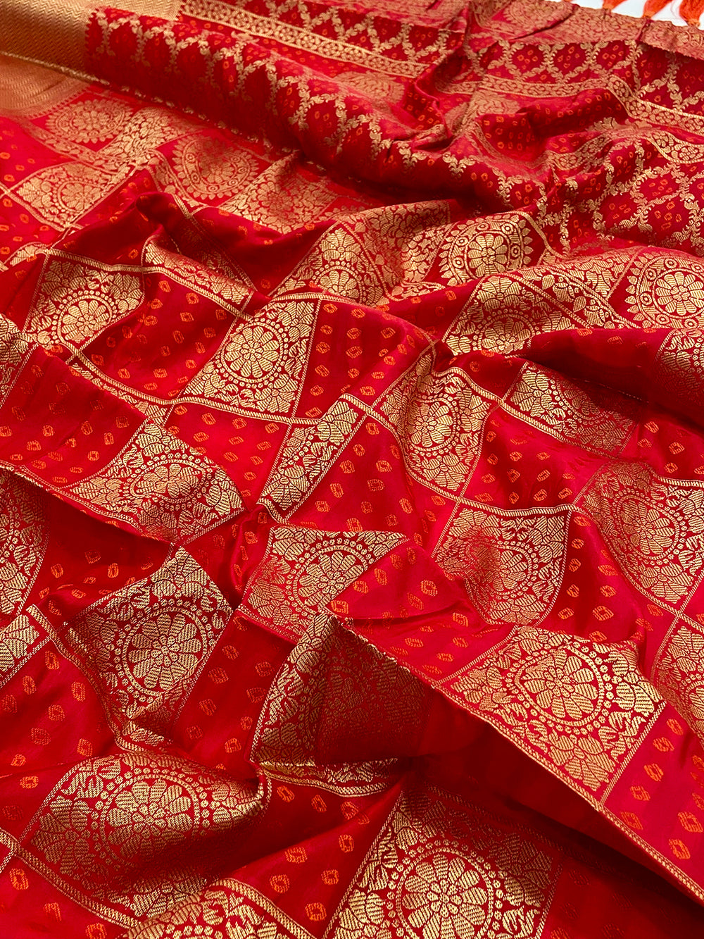 Red Banarasi Square Patola Saree