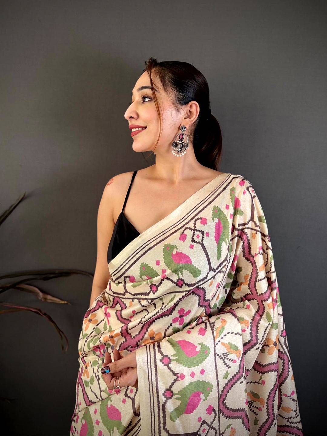 Ikkat Paithani Fusion Tussar Manipuri Saree
