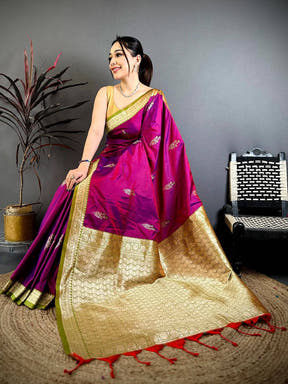 Royal Rani Pink Soft Silk Gadwal Saree