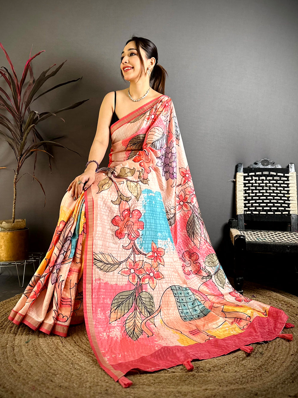 Radiant Tussar Ghicha Printed Saree