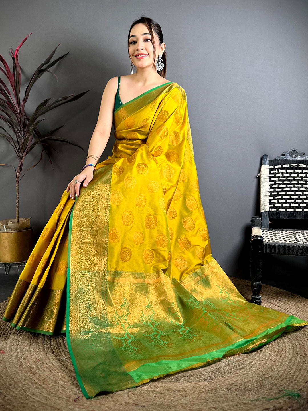 Artistic Copper Zari Banarasi Katan Silk Saree