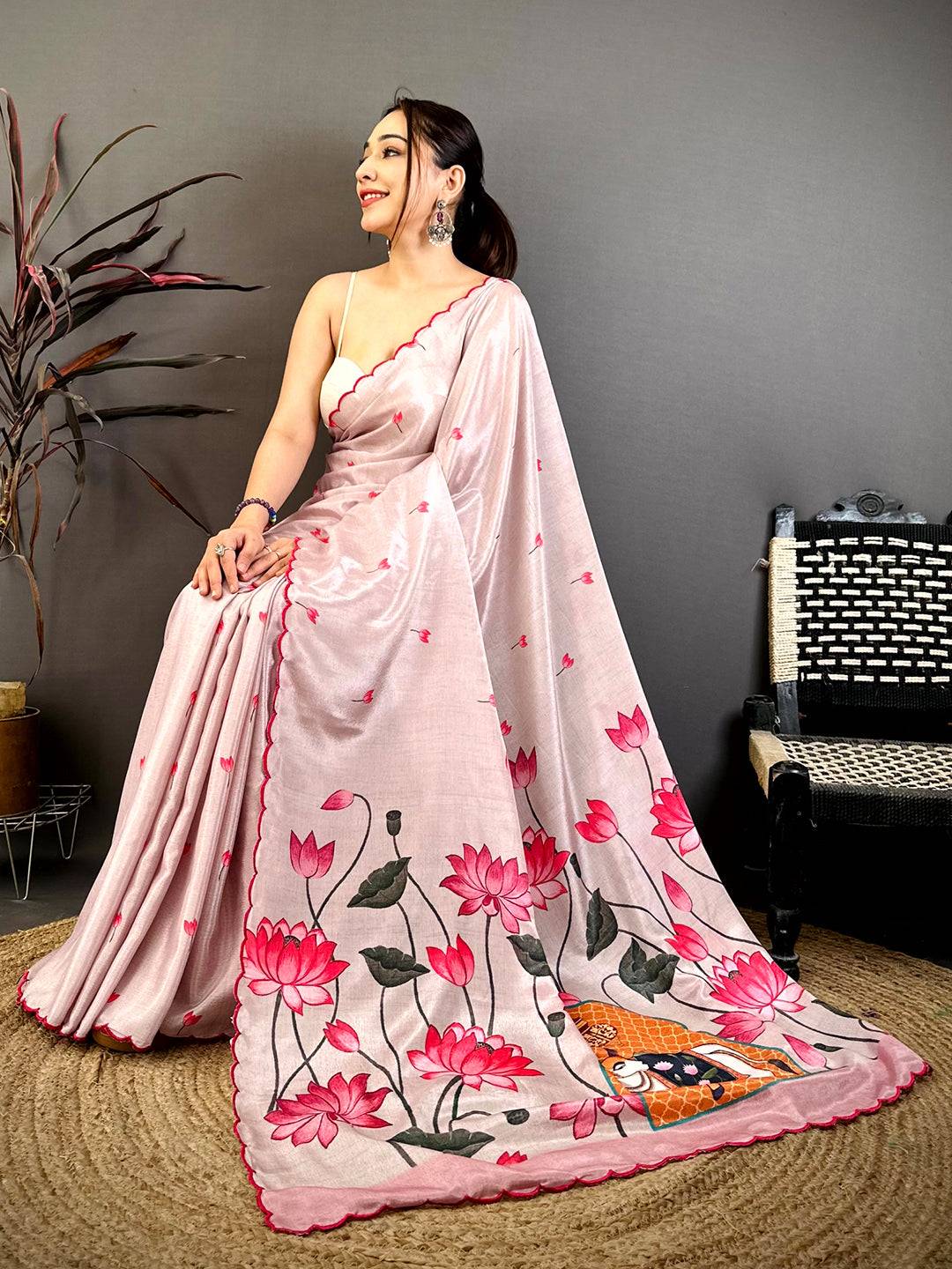 Pure Tussar Kalamkari Celebrity Style Saree