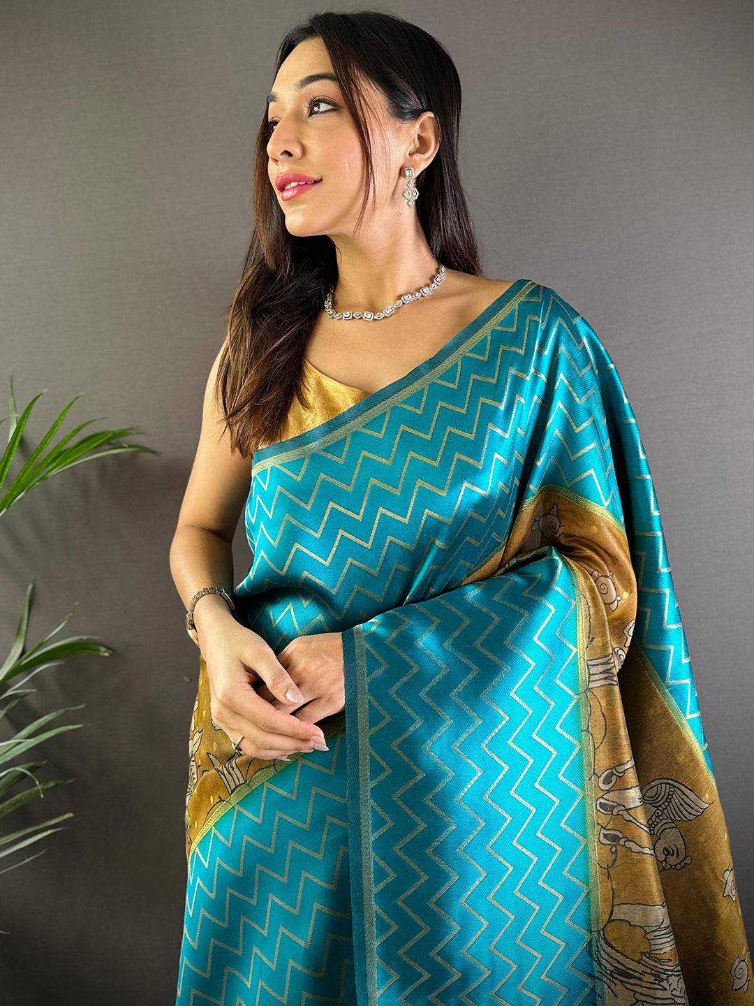 Rama Heritage Weave Kalamkari Soft Silk Saree