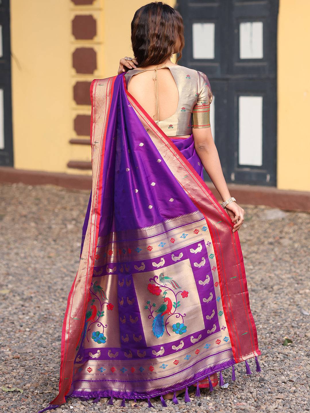 Stylish Purple Colour Yeola Paithani Saree with Zari Weaving