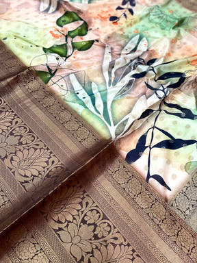 Stylish Banarasi Floral Print Saree