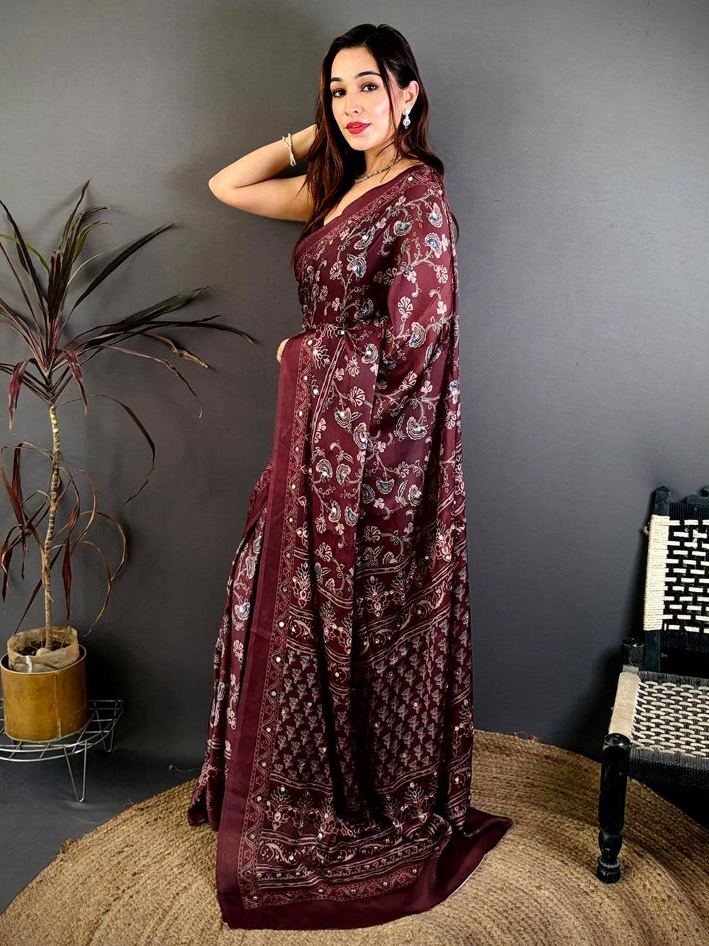 Radiance Soft Georgette Mirror Work Saree