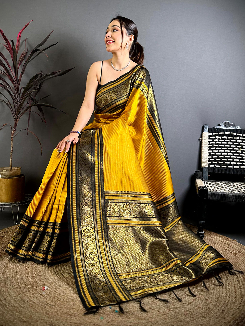 Opulent Copper Weave Katan Silk Saree