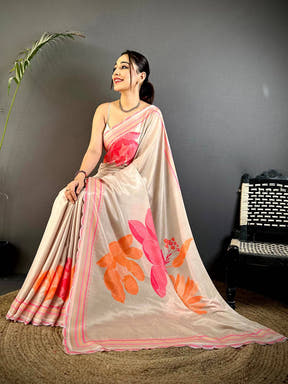 Artistic Stone Work Chinnon Floral Saree
