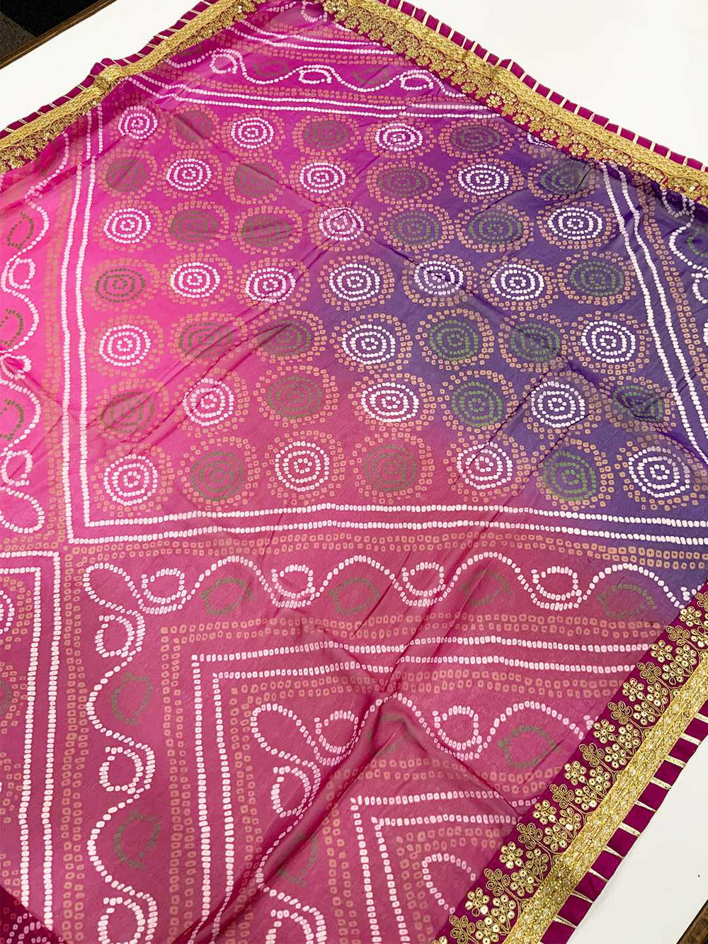 Majestic Chinnon Bandhej Print Saree