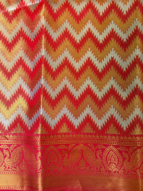 Vibrant Red Zigzag Chevron Saree