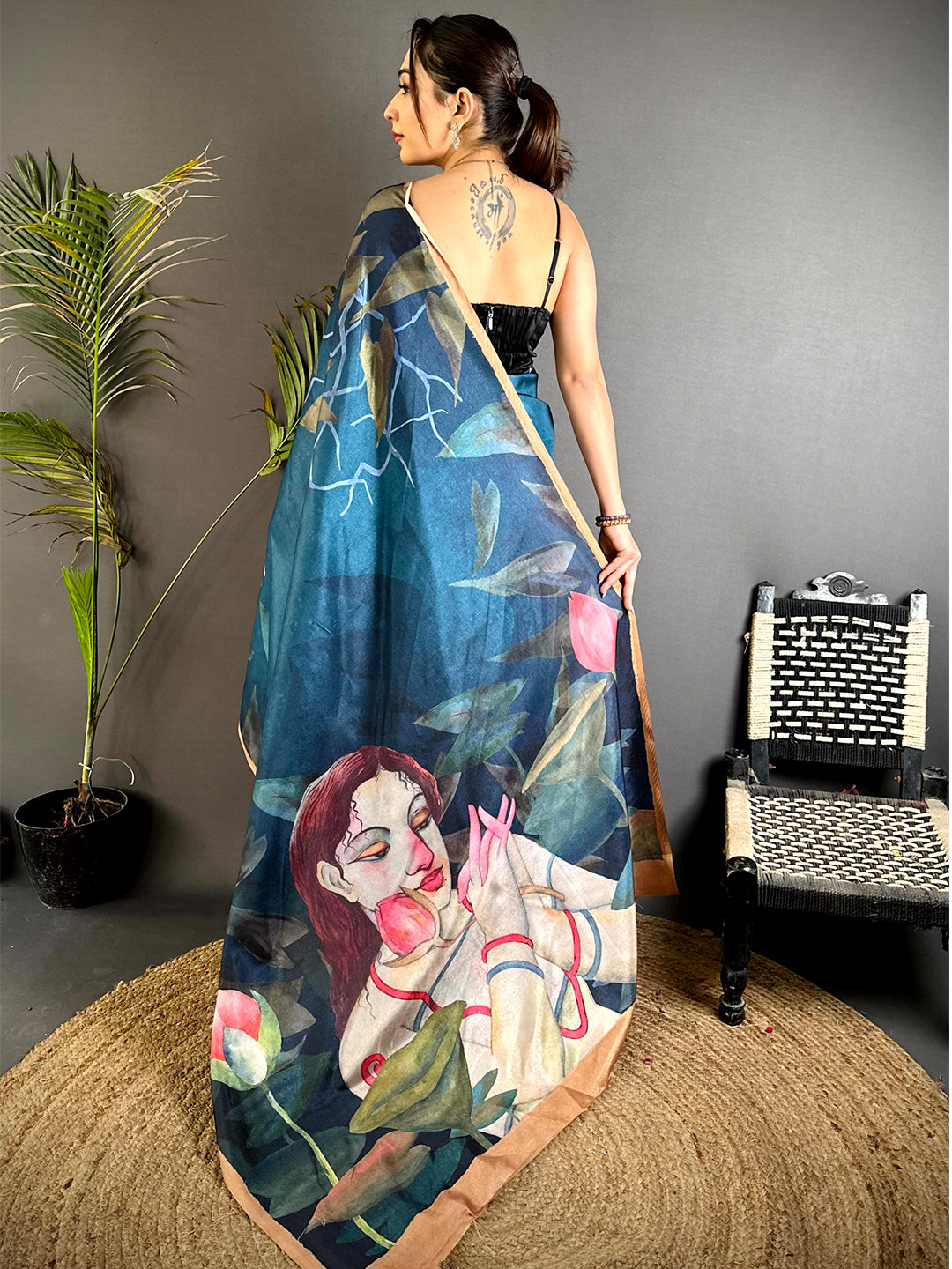 Artistic Poster Art Abstract Tussar Saree