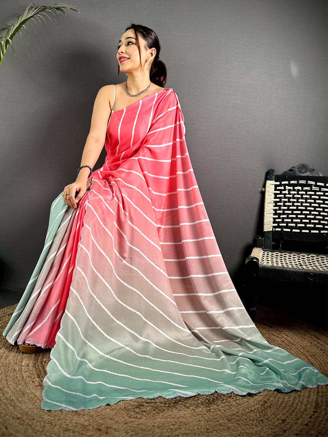 Heritage Swarovski Chinnon Leheriya Saree